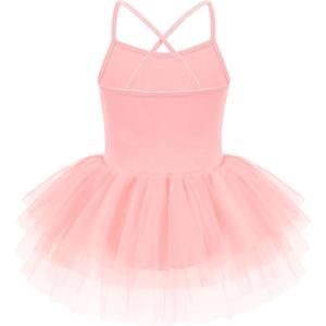 Zaclotre Ballet Leotards for Toddler Girls 4 Layers Cross Back Dance Dress Camisole Tutu Costume(Ballet Pink)