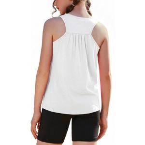 Zaclotre Girls Pleated Racerback Tank Tops Athletic Workout Sport Shirts for Running Gym(White)
