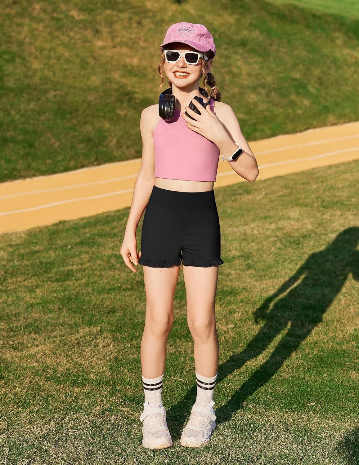 image:imageZaclotre Girls Athletic Shorts Kids High Waisted Gymnastic Dance Biker Shorts Casual Comfy Yoga Shorts 514 YearsBlack