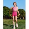 Zaclotre Girls Athletic Shorts Kids High Waisted Gymnastic Dance Biker Shorts Casual Comfy Yoga Shorts 5-14 Years(Hot Pink)