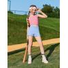 Zaclotre Girls Athletic Shorts Kids High Waisted Gymnastic Dance Biker Shorts Casual Comfy Yoga Shorts 5-14 Years(Light Blue)
