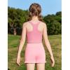 Zaclotre Girls Athletic Shorts Kids High Waisted Gymnastic Dance Biker Shorts Casual Comfy Yoga Shorts 5-14 Years(Pink)