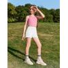 Zaclotre Girls Athletic Shorts Kids High Waisted Gymnastic Dance Biker Shorts Casual Comfy Yoga Shorts 5-14 Years(White)