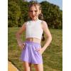 Zaclotre Girls Athletic Shorts with Zipper Pockets High Waisted Running Shorts with Liner for Kids Active Sports Soccer(Lavender)