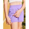 Zaclotre Girls Athletic Shorts with Zipper Pockets High Waisted Running Shorts with Liner for Kids Active Sports Soccer(Lavender)