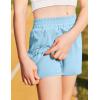 Zaclotre Girls Athletic Shorts with Zipper Pockets High Waisted Running Shorts with Liner for Kids Active Sports Soccer(Light Blue)