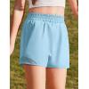 Zaclotre Girls Athletic Shorts with Zipper Pockets High Waisted Running Shorts with Liner for Kids Active Sports Soccer(Light Blue)
