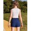 Zaclotre Girls Athletic Shorts with Zipper Pockets High Waisted Running Shorts with Liner for Kids Active Sports Soccer(Navy Blue)