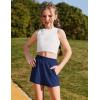 Zaclotre Girls Athletic Shorts with Zipper Pockets High Waisted Running Shorts with Liner for Kids Active Sports Soccer(Navy Blue)