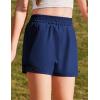 Zaclotre Girls Athletic Shorts with Zipper Pockets High Waisted Running Shorts with Liner for Kids Active Sports Soccer(Navy Blue)