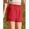 Zaclotre Girls Athletic Shorts with Zipper Pockets High Waisted Running Shorts with Liner for Kids Active Sports Soccer(Red)