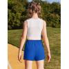 Zaclotre Girls Athletic Shorts with Zipper Pockets High Waisted Running Shorts with Liner for Kids Active Sports Soccer(Royal Blue)