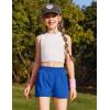 Zaclotre Girls Athletic Shorts with Zipper Pockets High Waisted Running Shorts with Liner for Kids Active Sports Soccer(Royal Blue)