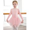 Zaclotre Girls Ballet Leotards with Irregular 2-Layer Skirts Long Sleeve Dance Dress Toddler Ballerina Outfits(Ballet Pink)