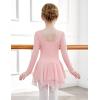 Zaclotre Girls Ballet Leotards with Irregular 2-Layer Skirts Long Sleeve Dance Dress Toddler Ballerina Outfits(Ballet Pink)