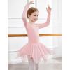 Zaclotre Girls Ballet Leotards with Irregular 2-Layer Skirts Long Sleeve Dance Dress Toddler Ballerina Outfits(Ballet Pink)
