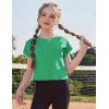 Zaclotre Girls Crop Tops Batwing Short Sleeve T Shirt Quick Dry Drop Shoulder Basic Tees Workout Athletic Shirts(Green)