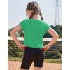 Zaclotre Girls Crop Tops Batwing Short Sleeve T Shirt Quick Dry Drop Shoulder Basic Tees Workout Athletic Shirts(Green)