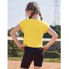 Zaclotre Girls Crop Tops Batwing Short Sleeve T Shirt Quick Dry Drop Shoulder Basic Tees Workout Athletic Shirts(Turmeric)