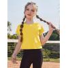 Zaclotre Girls Crop Tops Batwing Short Sleeve T Shirt Quick Dry Drop Shoulder Basic Tees Workout Athletic Shirts(Turmeric)