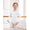 Zaclotre Team Basic Leotards for Girls Long Sleeve Crisscross Ballet Dance Gymnastic Outfits for Kids(White)