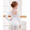 Zaclotre Team Basic Leotards for Girls Long Sleeve Crisscross Ballet Dance Gymnastic Outfits for Kids(White)
