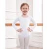 Zaclotre Team Basic Leotards for Girls Long Sleeve Crisscross Ballet Dance Gymnastic Outfits for Kids(White)
