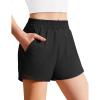 Zaclotre Girls Athletic Shorts with Zipper Pockets High Waisted Running Shorts with Liner for Kids Active Sports Soccer(Black)