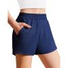 Zaclotre Girls Athletic Shorts with Zipper Pockets High Waisted Running Shorts with Liner for Kids Active Sports Soccer(Navy Blue)