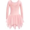 Zaclotre Girls Ballet Leotards with Irregular 2-Layer Skirts Long Sleeve Dance Dress Toddler Ballerina Outfits(Ballet Pink)