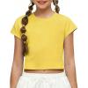 Zaclotre Girls Crop Tops Batwing Short Sleeve T Shirt Quick Dry Drop Shoulder Basic Tees Workout Athletic Shirts(Turmeric)