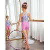 Zaclotre Gymnastics Leotards for Girls Hollow Back Sparkly Sleeveless Dance Leotard Unitards with Gym Shorts Combo(Blue Gradient Butterfly)