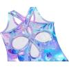 Zaclotre Gymnastics Leotards for Girls Hollow Back Sparkly Sleeveless Dance Leotard Unitards with Gym Shorts Combo(Blue Gradient Butterfly)
