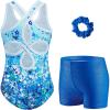 Zaclotre Gymnastics Leotards for Girls Hollow Back Sparkly Sleeveless Dance Leotard Unitards with Gym Shorts Combo(Blue Star)