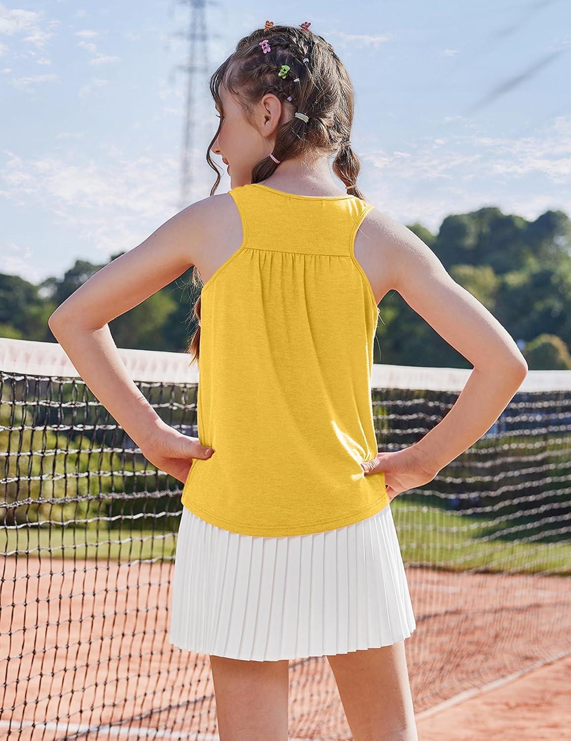 image:imageZaclotre Girls Athletic Tank Tops Kids Sleeveless Racerback Workout Shirts for Dance Running Yoga 514 YearsYellow