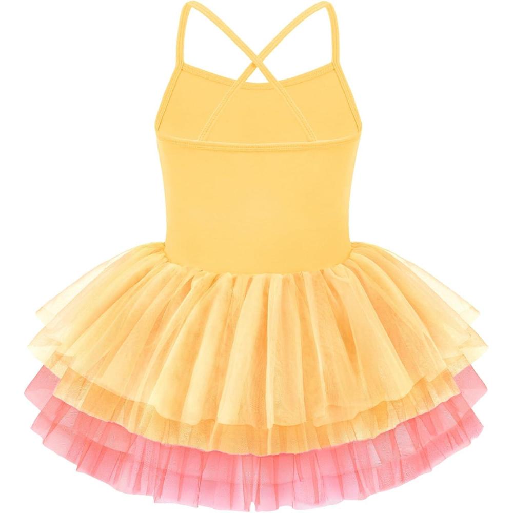 image:imageZaclotre Ballet Leotards for Toddler Girls 4 Layers Cross Back Dance Dress Camisole Tutu CostumeYellowrose