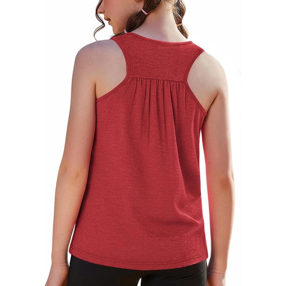 image:imageZaclotre Girls Athletic Tank Tops Kids Sleeveless Racerback Workout Shirts for Dance Running Yoga 514 YearsRed