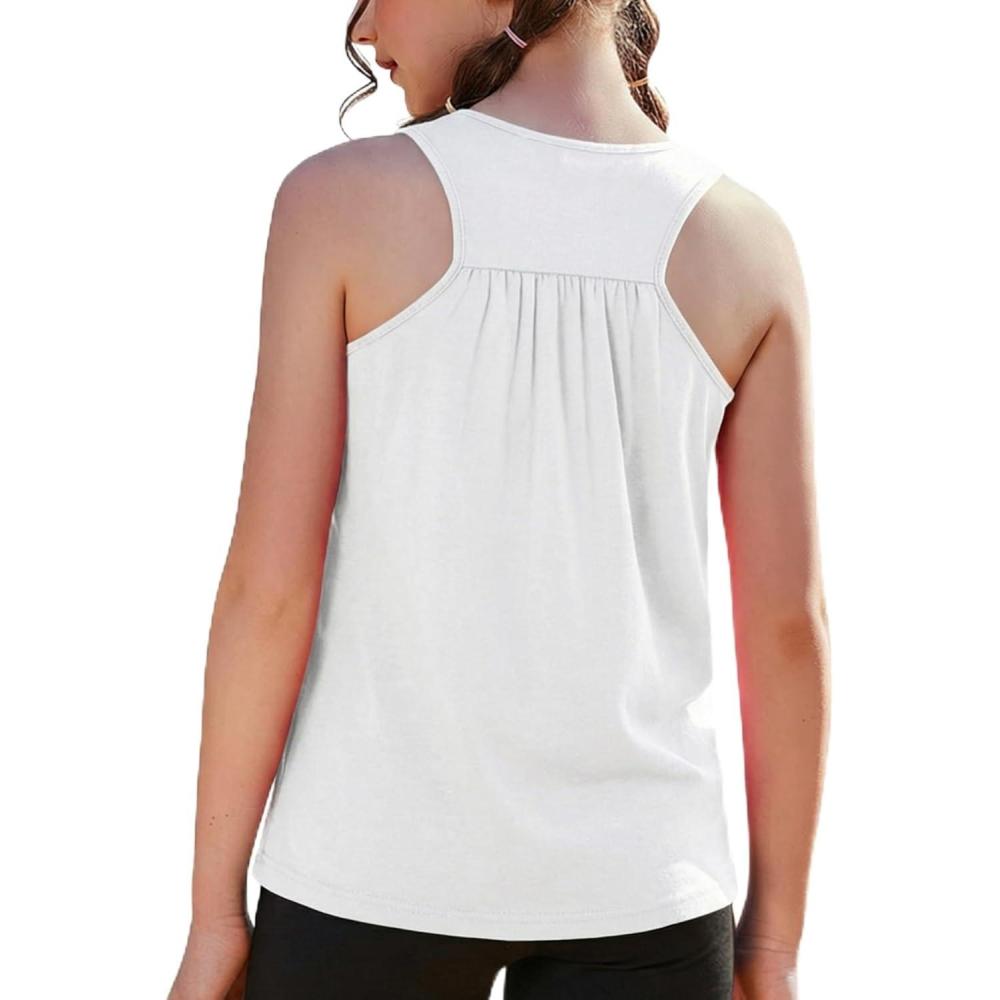 image:imageZaclotre Girls Athletic Tank Tops Kids Sleeveless Racerback Workout Shirts for Dance Running Yoga 514 YearsWhite