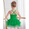 Zaclotre Ballet Leotards for Toddler Girls 4 Layers Cross Back Dance Dress Camisole Tutu Costume(Green)