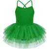Zaclotre Ballet Leotards for Toddler Girls 4 Layers Cross Back Dance Dress Camisole Tutu Costume(Green)