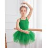 Zaclotre Ballet Leotards for Toddler Girls 4 Layers Cross Back Dance Dress Camisole Tutu Costume(Green)