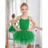 Zaclotre Ballet Leotards for Toddler Girls 4 Layers Cross Back Dance Dress Camisole Tutu Costume(Green)