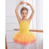 Zaclotre Ballet Leotards for Toddler Girls 4 Layers Cross Back Dance Dress Camisole Tutu Costume(Yellow-rose)