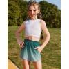 Zaclotre Girls Athletic Shorts with Zipper Pockets High Waisted Running Shorts with Liner for Kids Active Sports Soccer(Gradient Green)