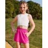 Zaclotre Girls Athletic Shorts with Zipper Pockets High Waisted Running Shorts with Liner for Kids Active Sports Soccer(Hot Pink)