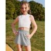 Zaclotre Girls Athletic Shorts with Zipper Pockets High Waisted Running Shorts with Liner for Kids Active Sports Soccer(Light Gray)