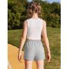 Zaclotre Girls Athletic Shorts with Zipper Pockets High Waisted Running Shorts with Liner for Kids Active Sports Soccer(Light Gray)
