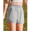 Zaclotre Girls Athletic Shorts with Zipper Pockets High Waisted Running Shorts with Liner for Kids Active Sports Soccer(Light Gray)