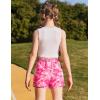 Zaclotre Girls Athletic Shorts with Zipper Pockets High Waisted Running Shorts with Liner for Kids Active Sports Soccer(Pink Tie Dye)