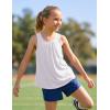 Zaclotre Girls Athletic Tank Tops Kids Sleeveless Racerback Workout Shirts for Dance Running Yoga 5-14 Years(White)